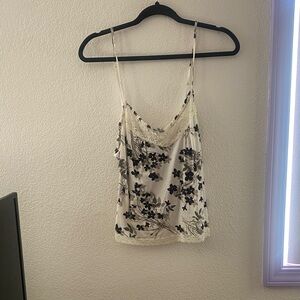 Banana Republic Cream and Black Floral Cami